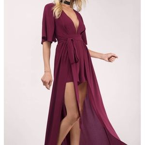 Tobi NWOT Wine Romper with Train